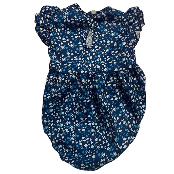 Blue Floral Girls smocked Romper NWOT 6/9 months summer fun - Picture 2 of 5